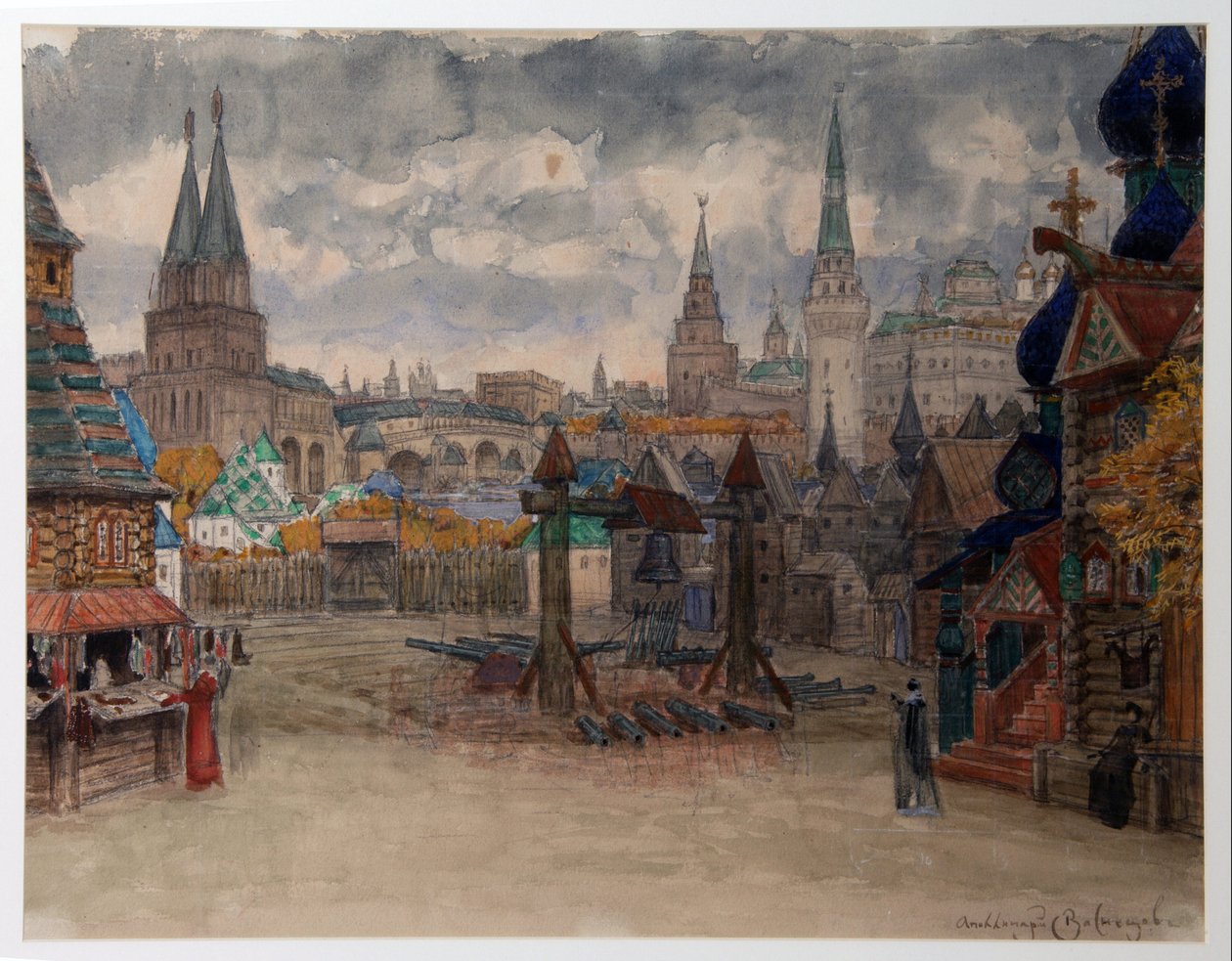 La place des strelets - Dekor for operaen ""La Khovanshchina"" av Modeste Moussorgski (1839-1881) - The Strelets