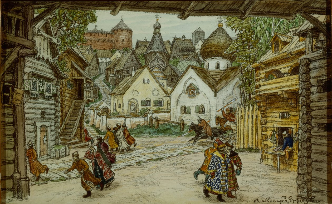 Scenedesign for operaen The Oprichnik The Guardsman av Pyotr Tchaikovsky, 1911 av Apollinari Mikhailovich Vasnetsov
