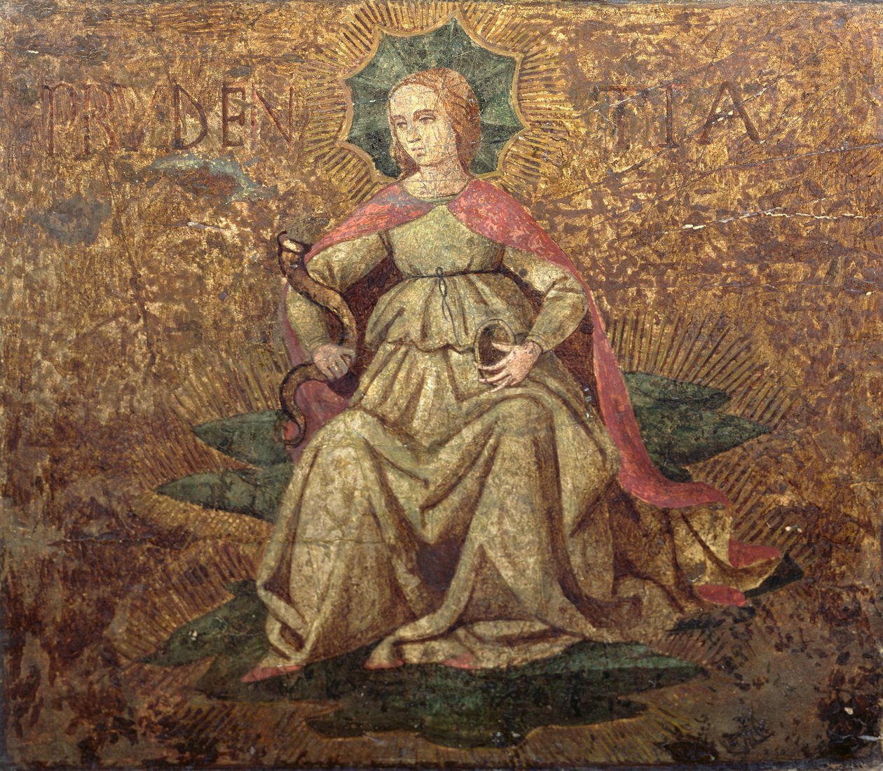 Allegory of Prudence, endepanel av en cassone, ca. 1460-65 (tempera på panel) (se 76870) av Apollonio di Giovanni