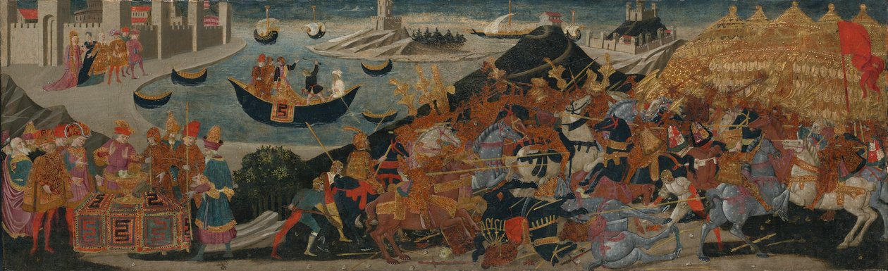 Slaget ved Pharsalus og Pompeys død av Apollonio di Giovanni