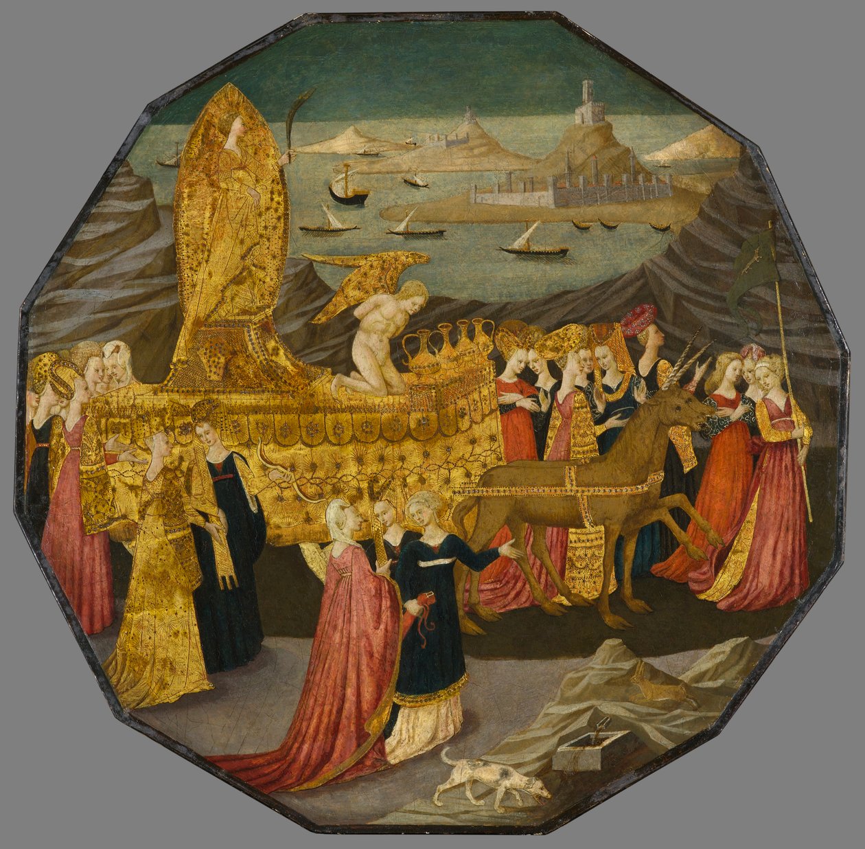 The Triumph of Chastity, ca 1450-1460 (tempera og bladgull på panel) av Apollonio di Giovanni di Tommaso