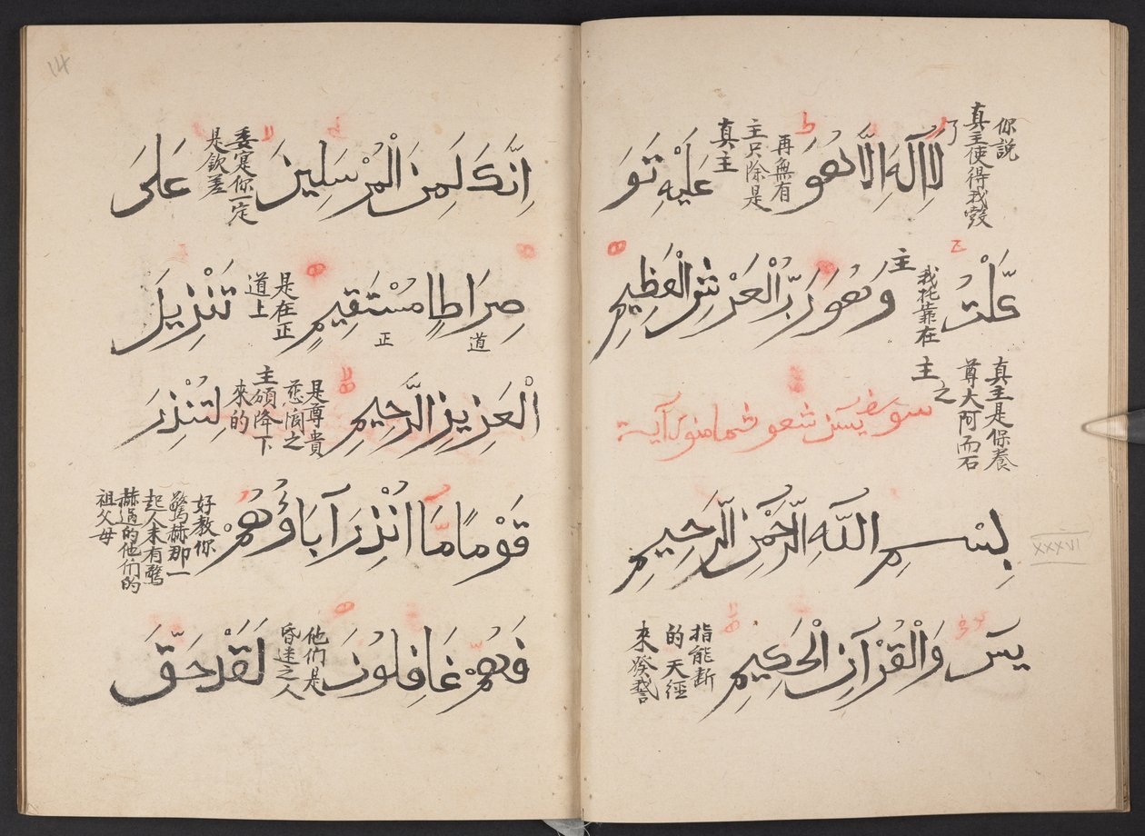 Koranen, BL IO islamsk 3440, f.13v-14r av Arabic School