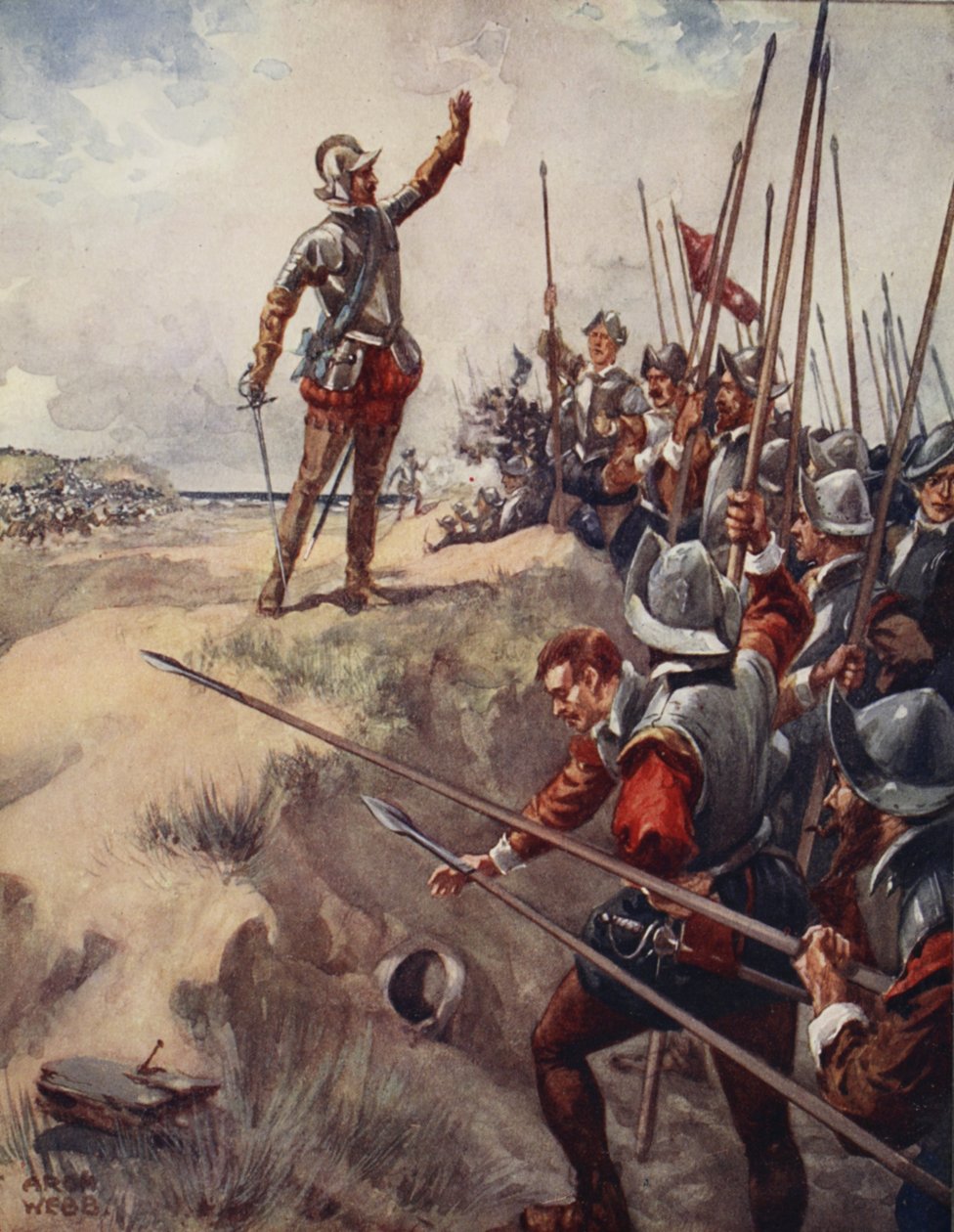 «Jeg vil være den modigste mannen i kampen» sier modige Lord Willoughby, fra Ballads of Famous Fights, First Edition, 1920 av Archibald Webb