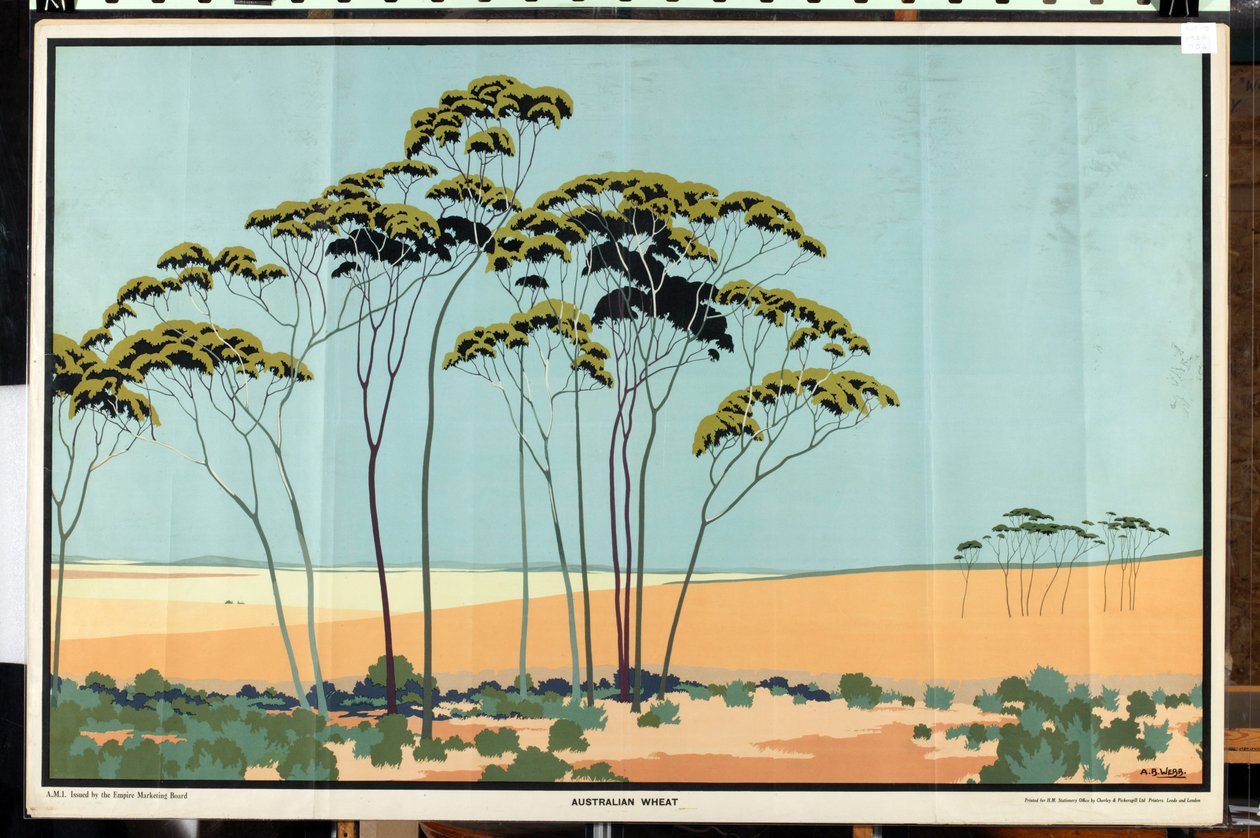 Australian Wheat, fra serien 'Australia's Wealth of Wheat and Wool' (farge litho) av Archibald Bertram Webb