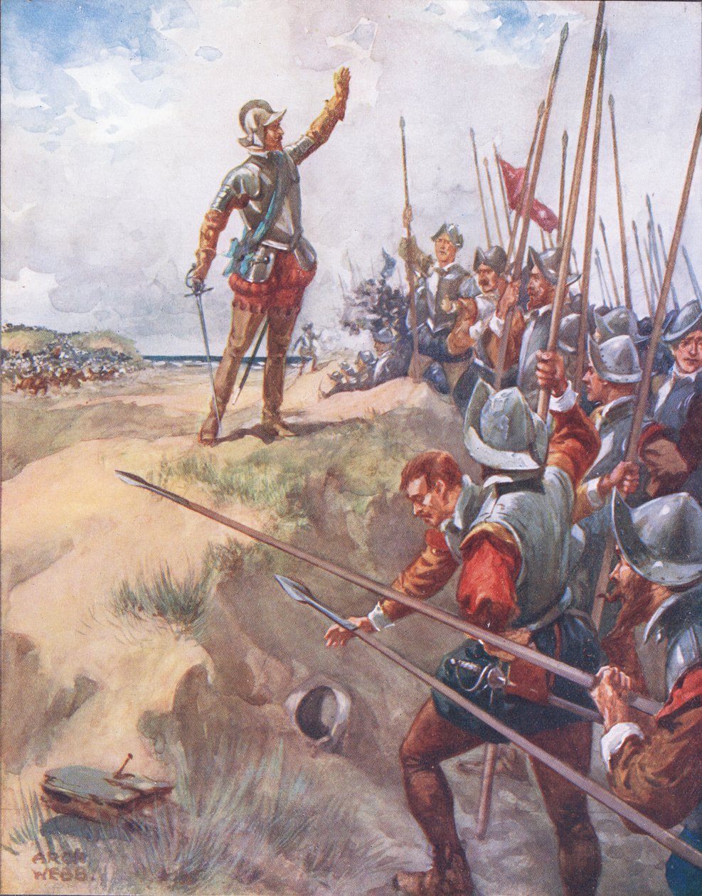 Jeg vil være den modigste mannen i kampen, illustrasjon fra Ballads of Famous Fights, ca. 1900 av Archibald Webb