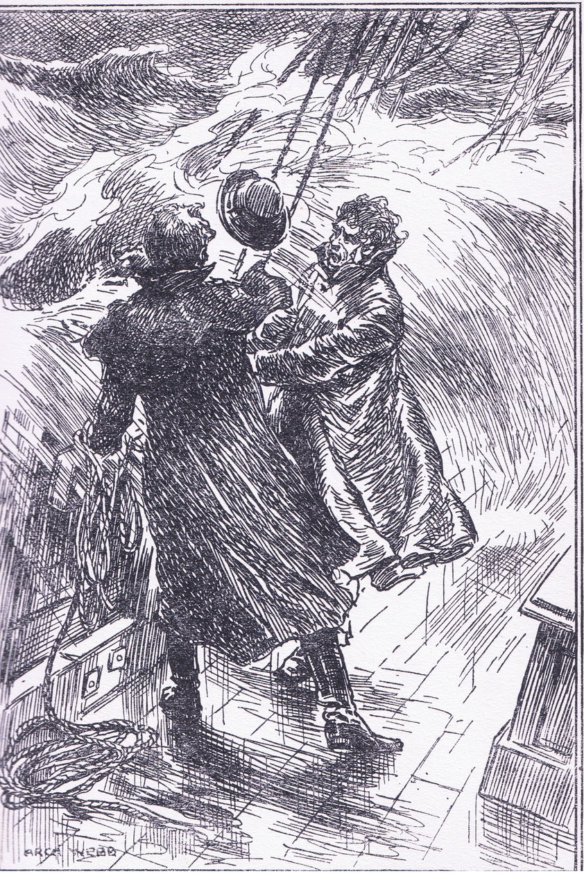 Ready hadde akkurat tid til å klamre seg med begge hender, 1900-tallet av Archibald Webb
