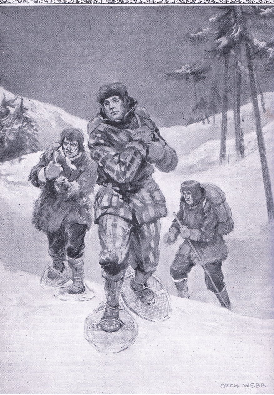 Gjennom sporløst avfall til Labrador (Donald Smith), illustrasjon fra Cassells Romance of Famous Lives, ca. 1940 av Archibald Webb