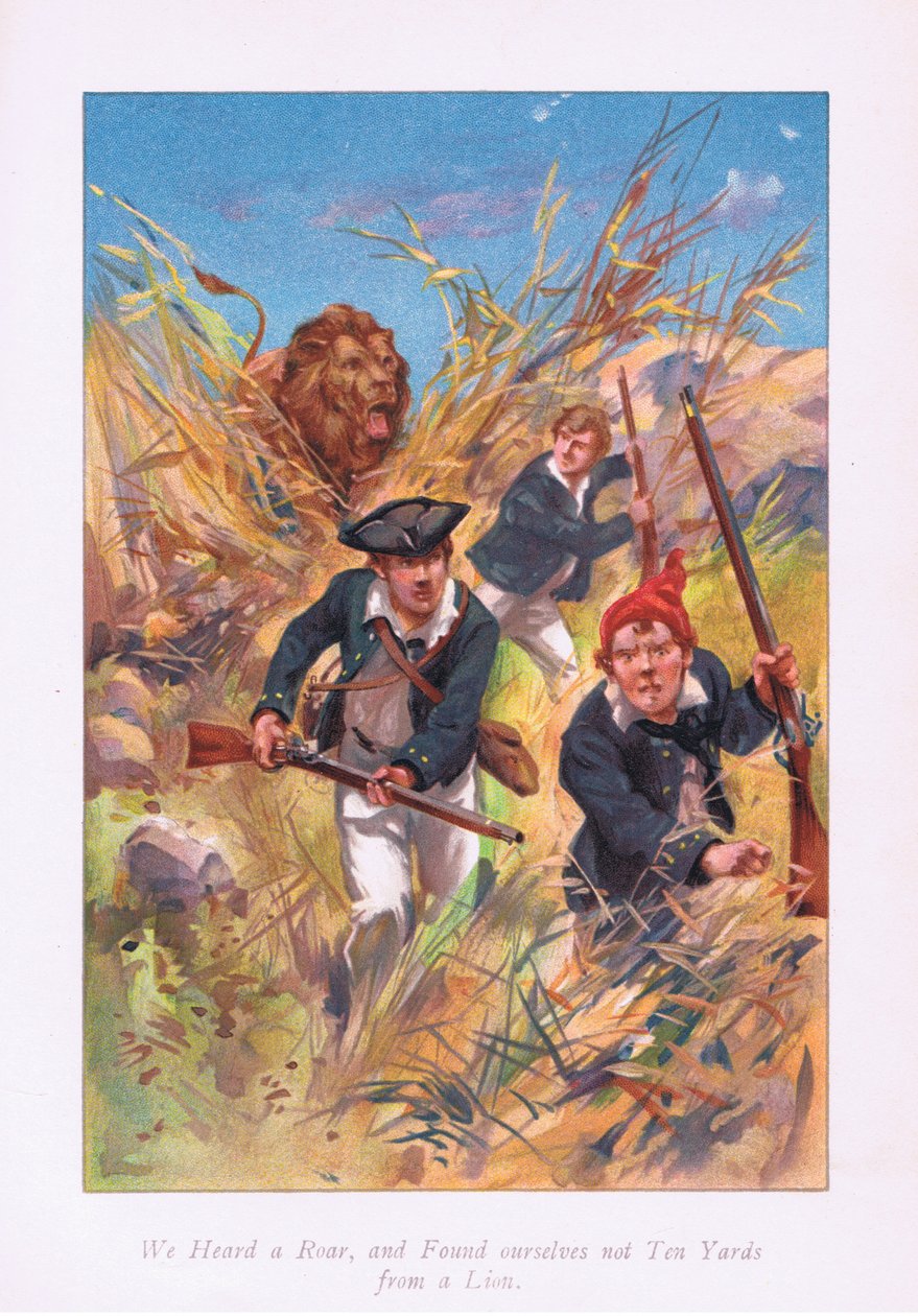 Vi hørte et brøl, og befant oss ikke ti meter fra en løve, 1900-tallet av Archibald Webb