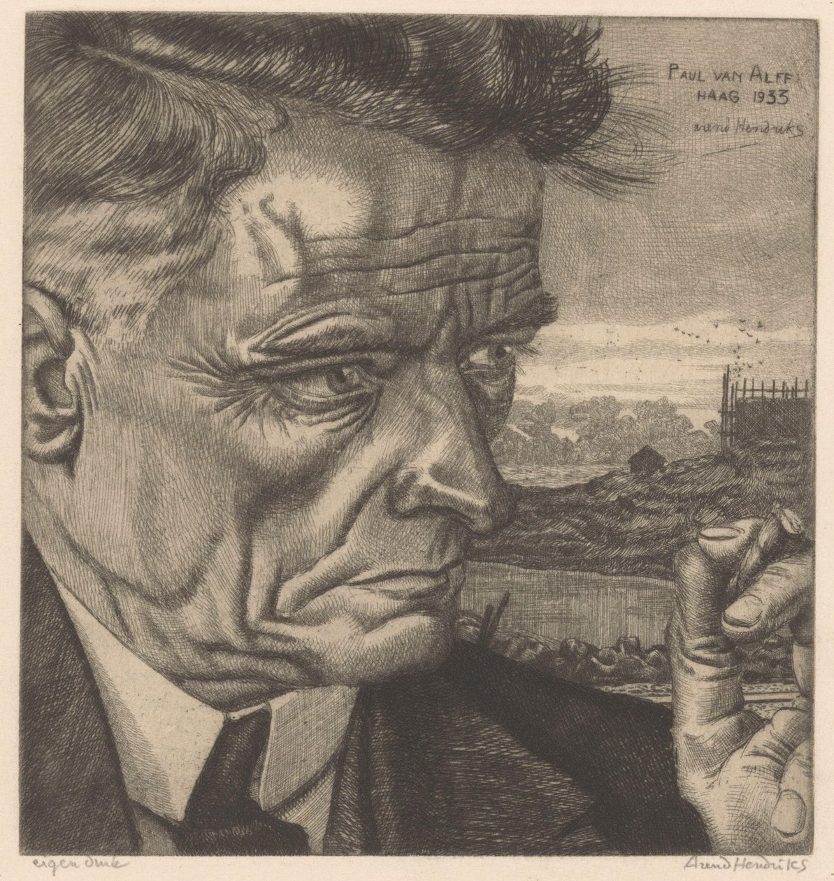Portrett av Paul van Alf av Arend Hendriks (signed by artist)