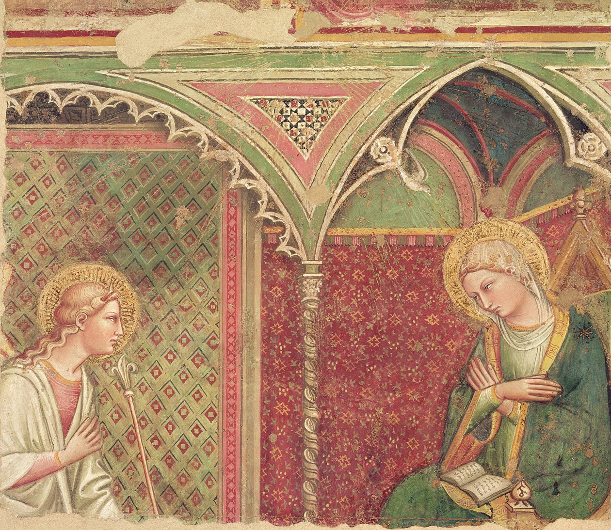 Detalj av kunngjøringen, ca. 1370 av Aretino Luca Spinello or Spinelli