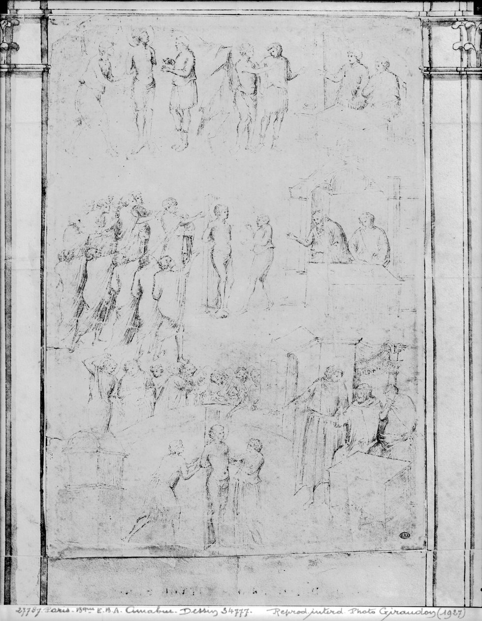 Scener fra en helligs liv, detalj (se også 217743) (penn og blekk og brun vask på papir) av Aretino Luca Spinello or Spinelli