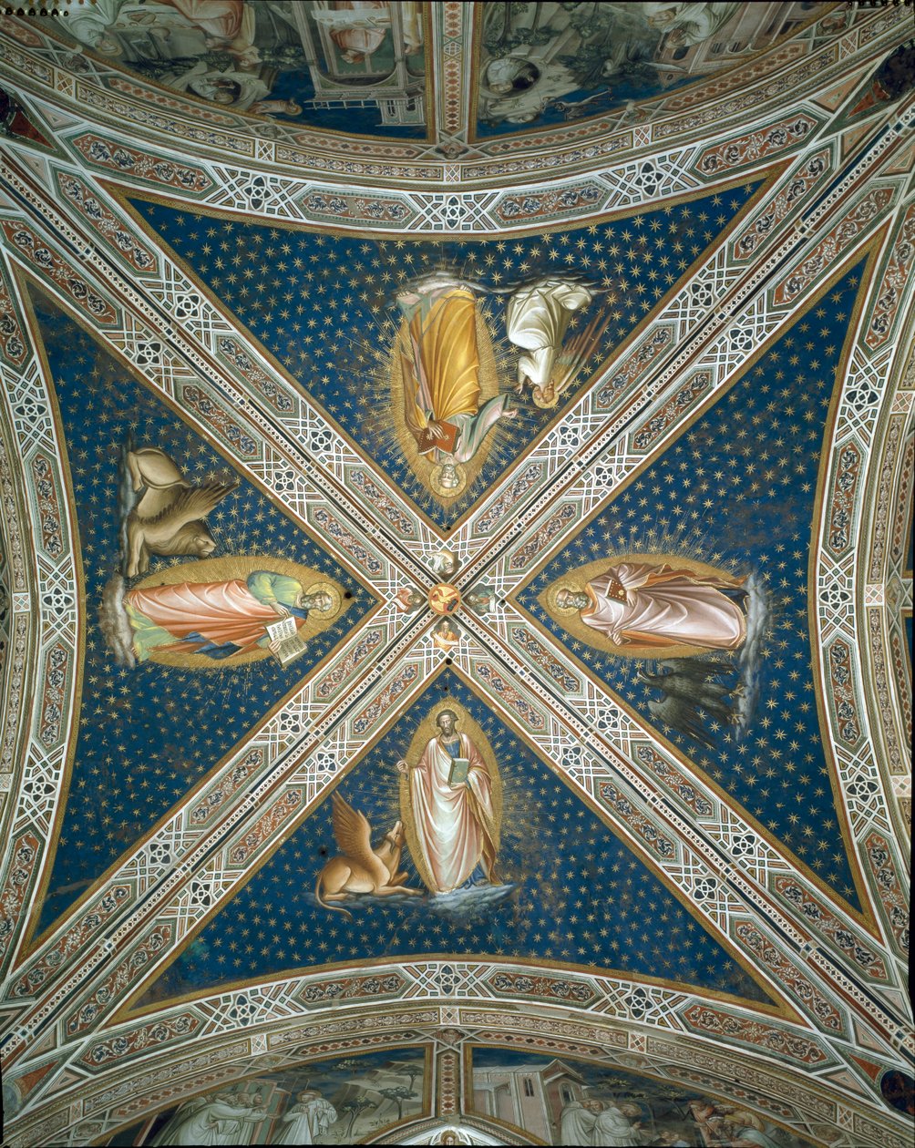 Hvelvfresker i sakristiet som viser de fire evangelistene, 1387 av Aretino Luca Spinello or Spinelli