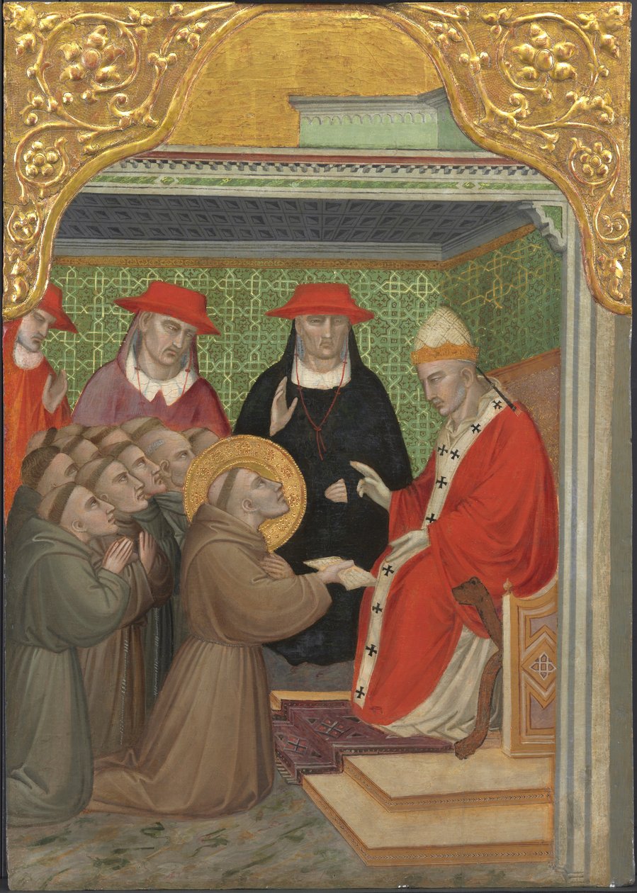Saint Francis foran paven av Aretino Luca Spinello or Spinelli