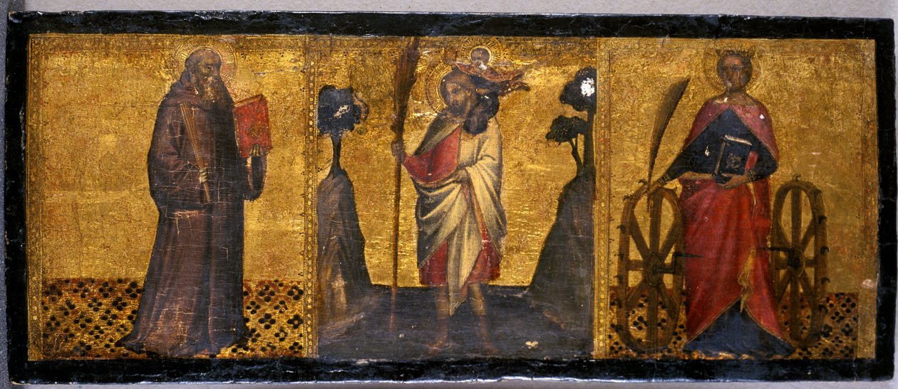 St. Benedict, St. Christopher and St. Catherine, ca. 1400 (tempera på poppelved) av Aretino Luca Spinello or Spinelli
