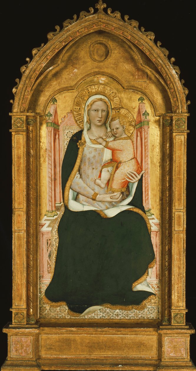 Madonnaen og barnet troner, av Aretino Luca Spinello or Spinelli