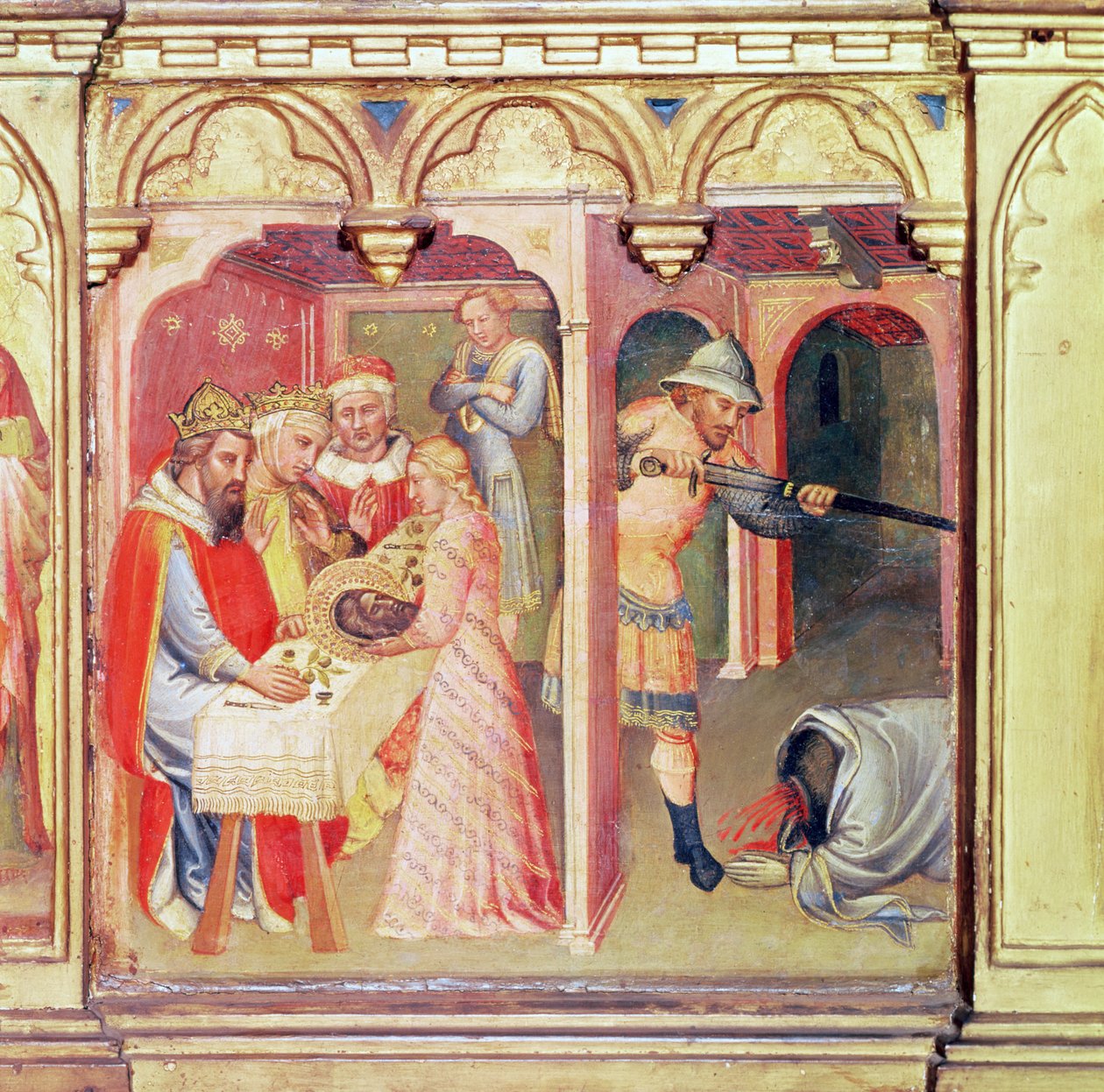 The Martyrium of St. John the Baptist, Predella Panel fra St. Nemesius og St. John the Baptist av Aretino Luca Spinello or Spinelli