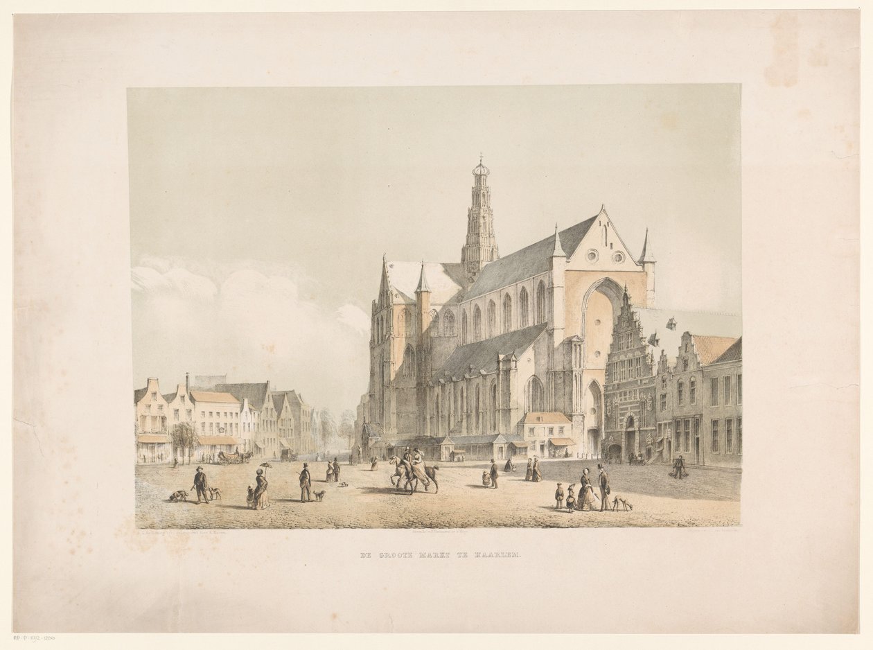 Utsikt over Sint-Bavo kirke og Grote Markt i Haarlem The Groote Markt i Haarlem (tittel på objekt) av Arie Ketting de Koningh