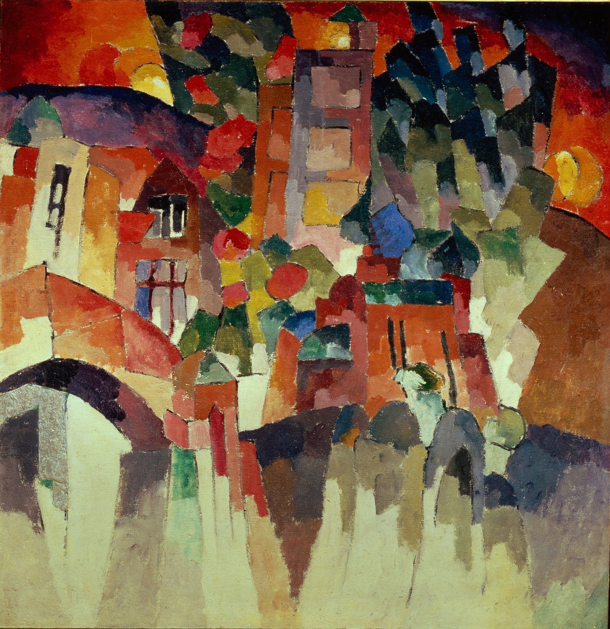 Kislovodsk landskapslandskap med porter, 1913 av Aristarkh Vasilievic Lentulov