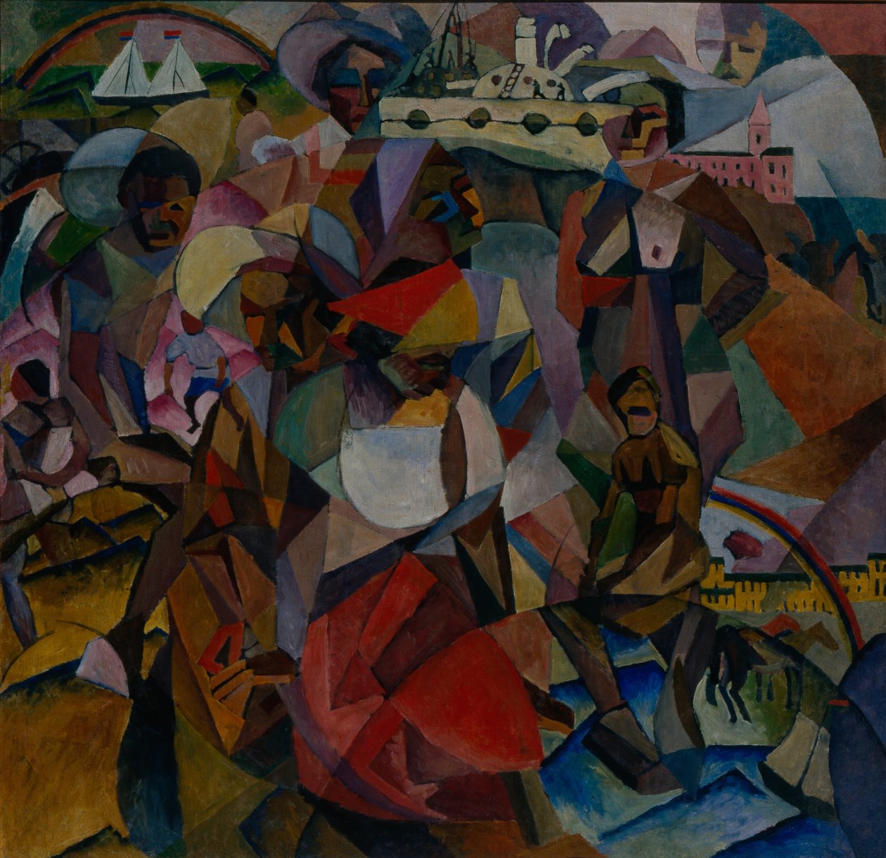 Studiet av symbolske likheter i portrettet av Marianna Lentulova, 1912 av Aristarkh Vasilievic Lentulov