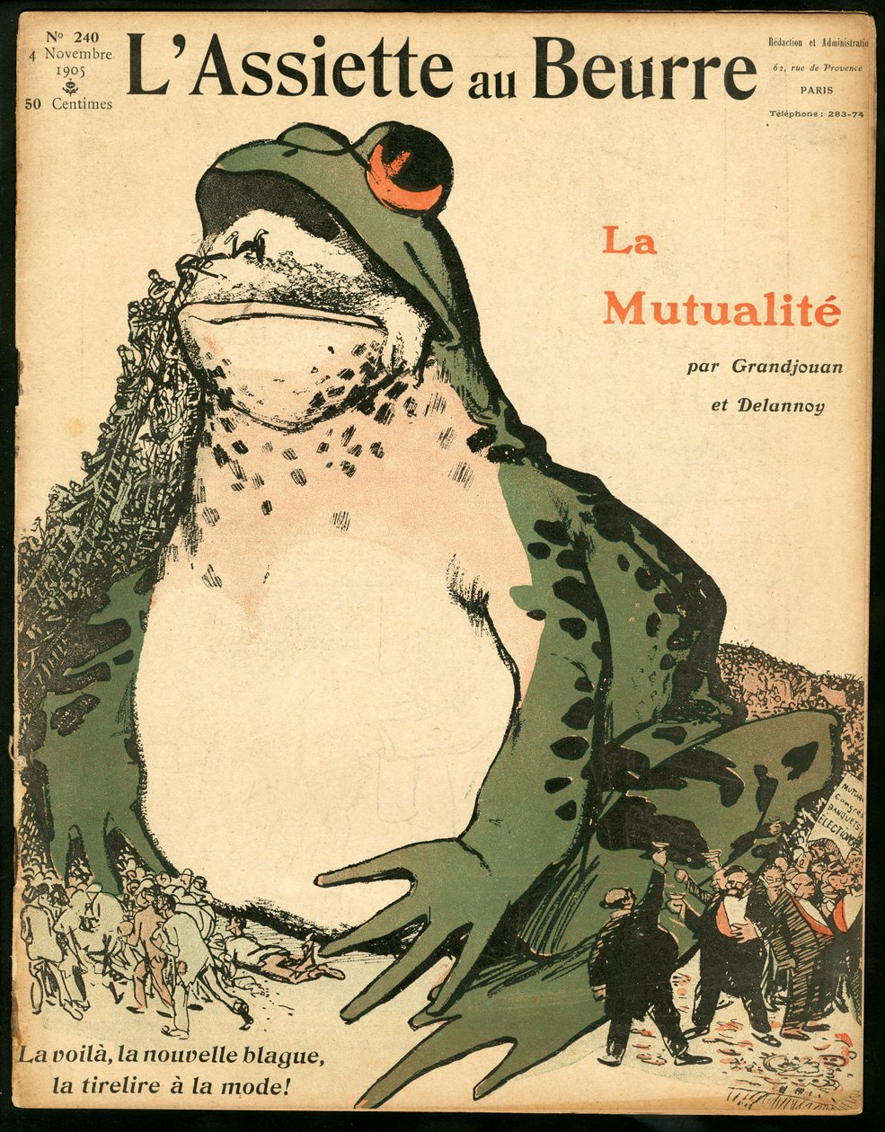 Omslag av "" L'Plate au beurre"", nummer 240, Satirical in Colors av Aristide Delannoy