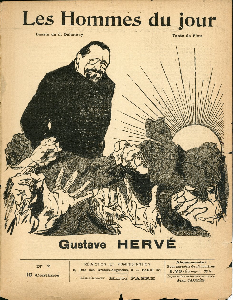 Cover av "" The Men of the day "", nummer 2, Satirical in B & W av Aristide Delannoy