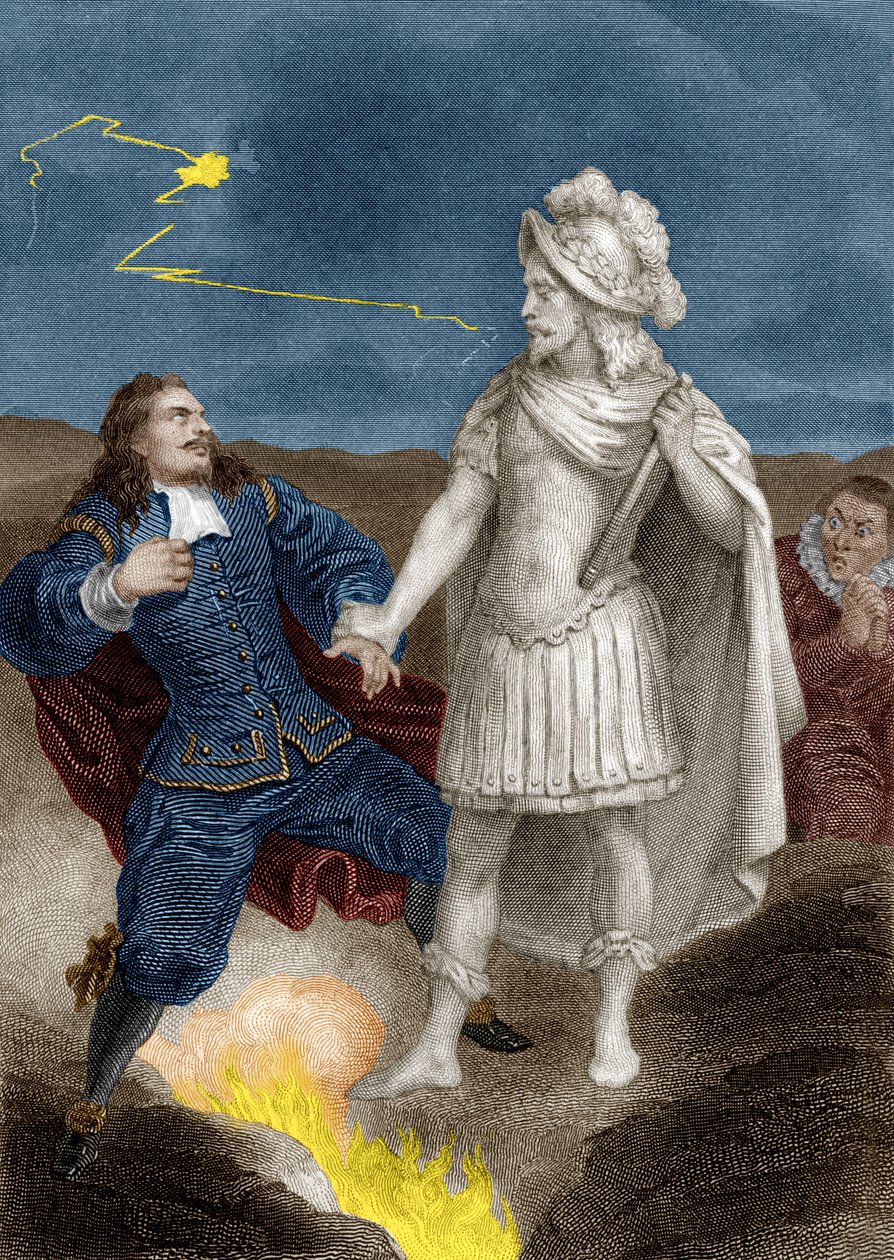 Spill Don Juan av Moliere: Don Juan med statuen av kommandøren, 1870 av Aristide Delannoy