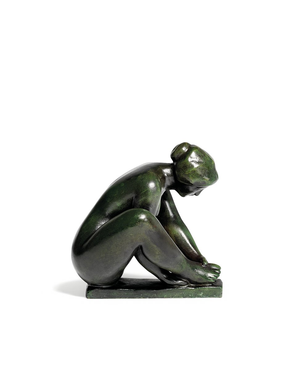 Hukende jente som holder en fot av Aristide Maillol