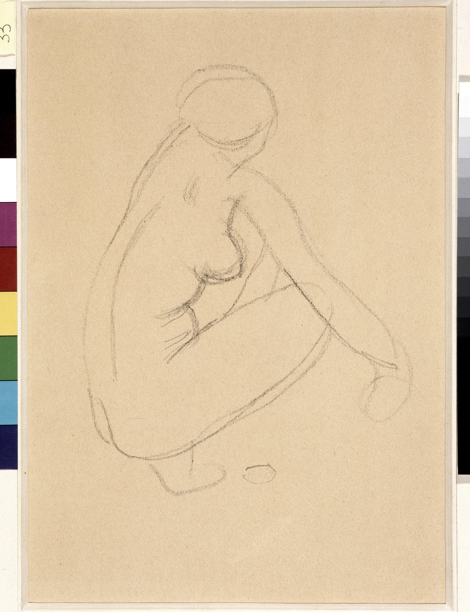 Naken knebøy. Tegning av Aristide Maillol (1861-1944). Blyant på papir. Mål: 32x23cm. Musee Cantini, Marseille av Aristide Maillol