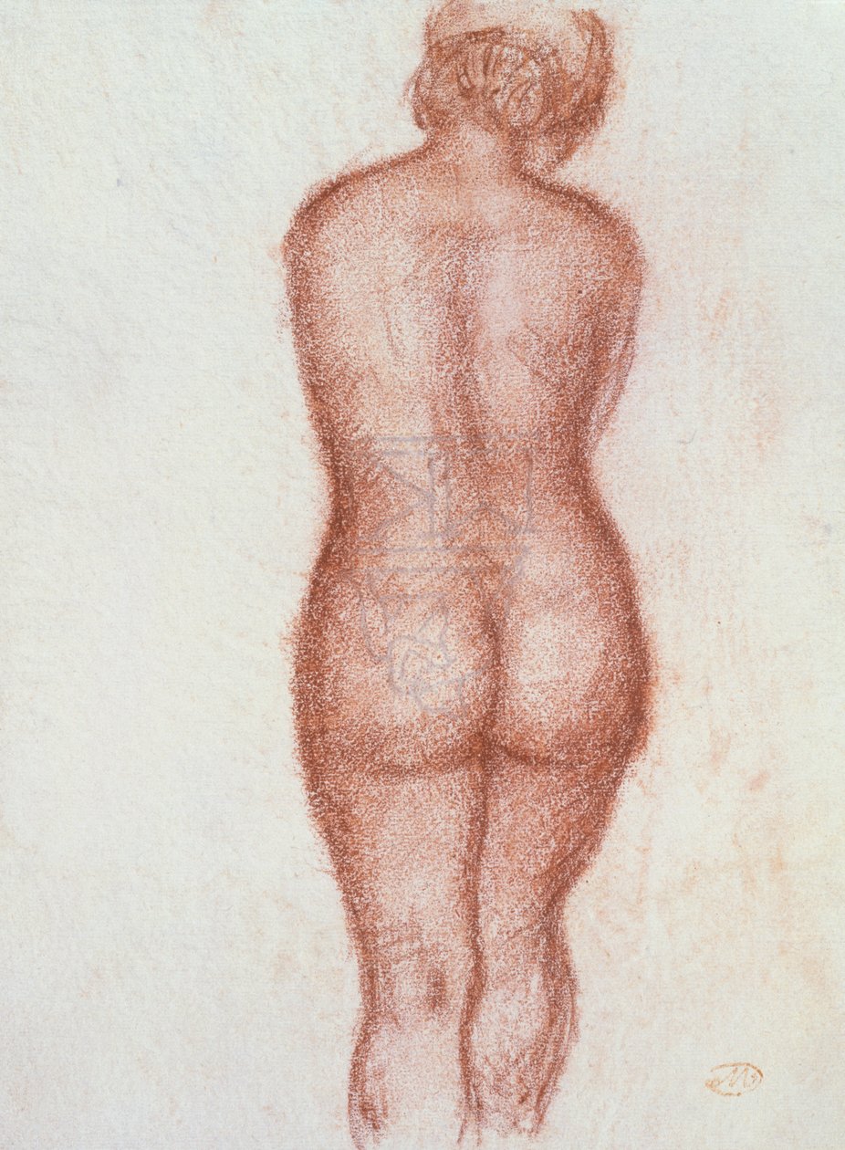 Naken stående fra baksiden (pastell på papir) av Aristide Maillol