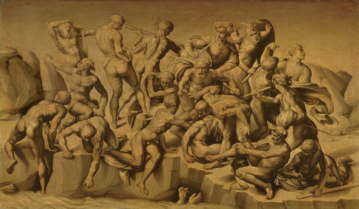 Slaget ved Cascina, eller The Baders, etter Michelangelo (1475-1564), 1542 av Aristotile da Sangallo