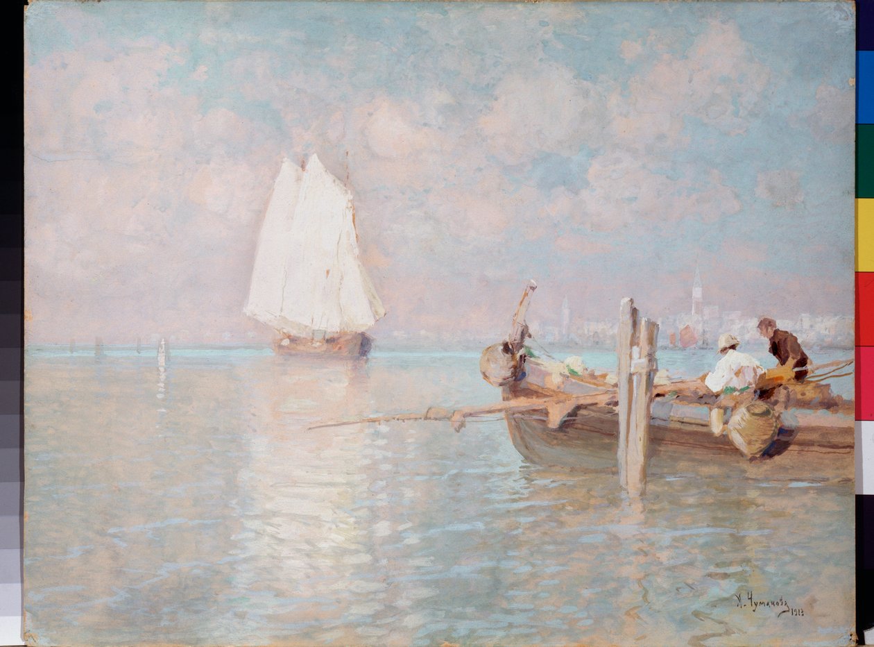 Veneziabukten (Italia) - Veneziabukten - Maleri av Arkadi Afanasyevich Chumakov (Tchoumakov) (1868-1948), olje på lerret av Arkadi Afanasyevich Chumakov