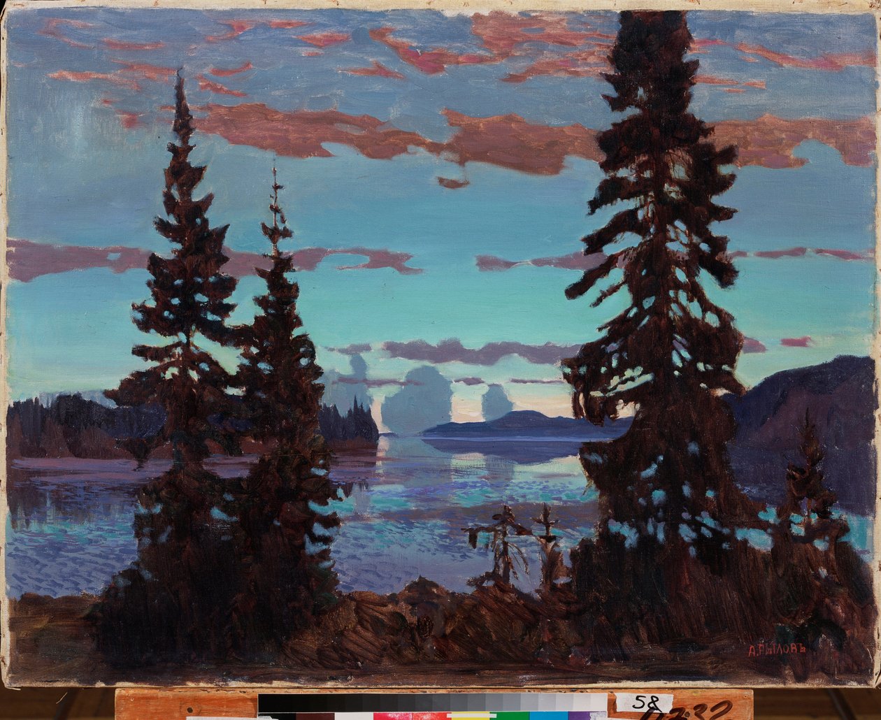 Søvnløs natt. Maleri av Arkadi (Arkady) Alexandrovich Rylov (1870-1939), olje på lerret av Arkadij Aleksandrovic Rylov