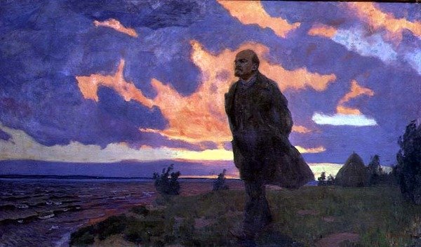 Vladimir Iljitsj Lenin (1870-1924) ved bredden av Arkadij Aleksandrovic Rylov