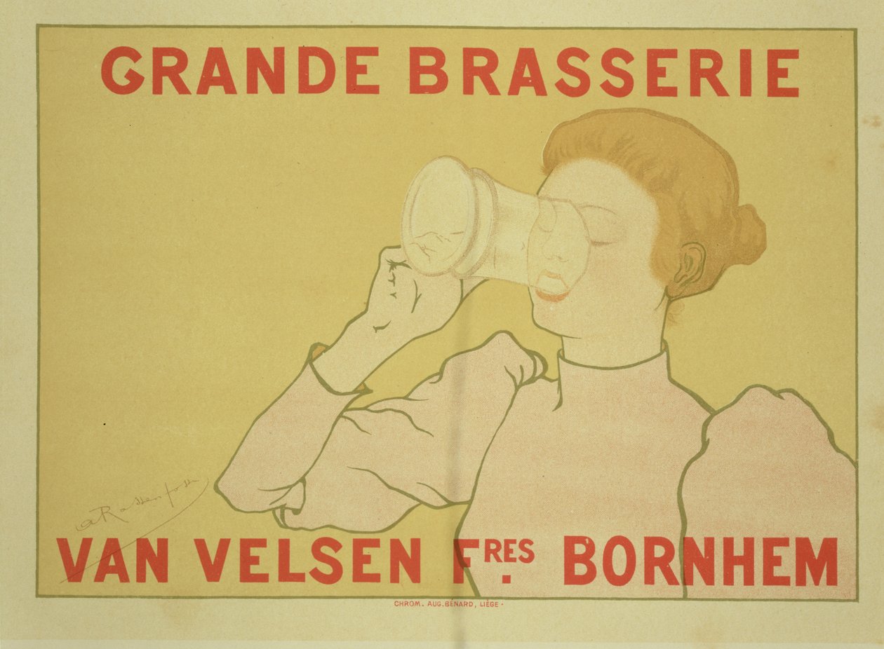 Reproduksjon av en plakat som reklamerer for 'Grande Brasserie Van Velsen', 1894 av Armand Rassenfosse