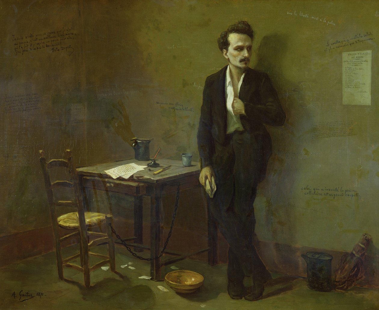 Henri Rochefort (1831-1913) i Mazas fengsel, 1871 av Armand Desire Gautier