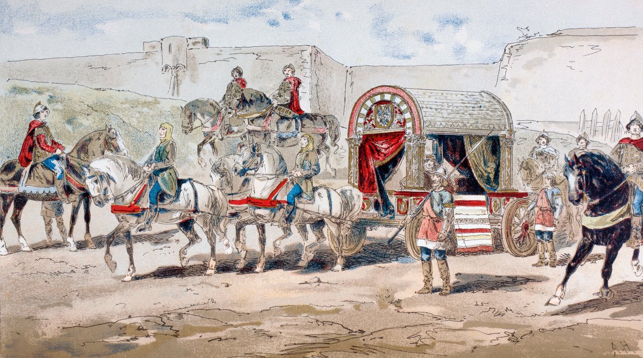 En hestetrukket kongelig trener fra 900-tallet, 1886 av Armand Jean Heins