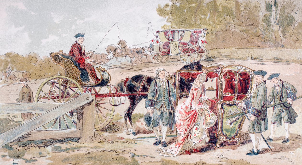Rich Lady går inn i en Sedan-stol av Armand Jean Heins
