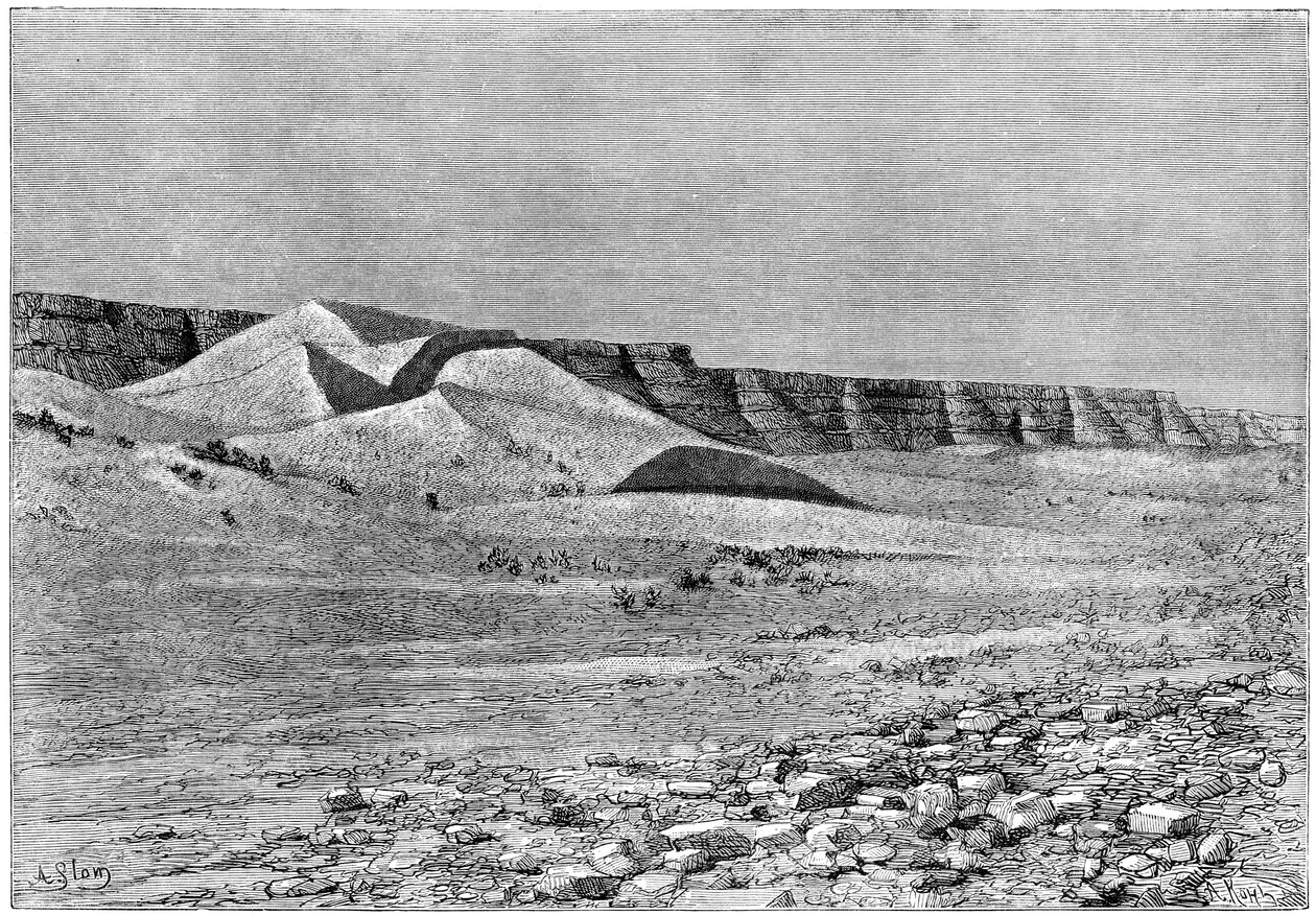 Cliffs of the Igharghar, tatt fra nord for Temassinin, c1890 av Armand Kohl
