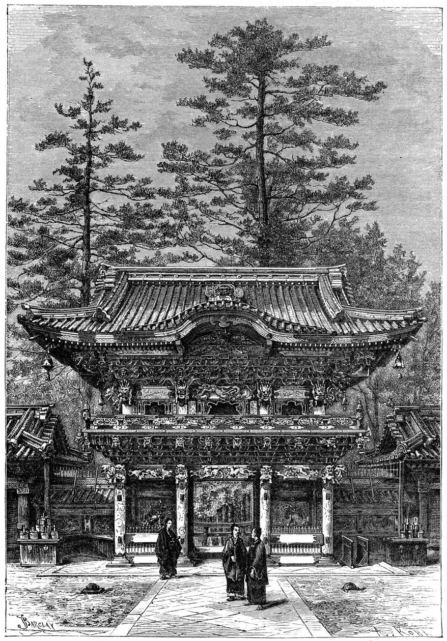 Portiko av Temple of the Four Dragons Nikko Toshogu, Nikko, Japan, 1895. av Armand Kohl