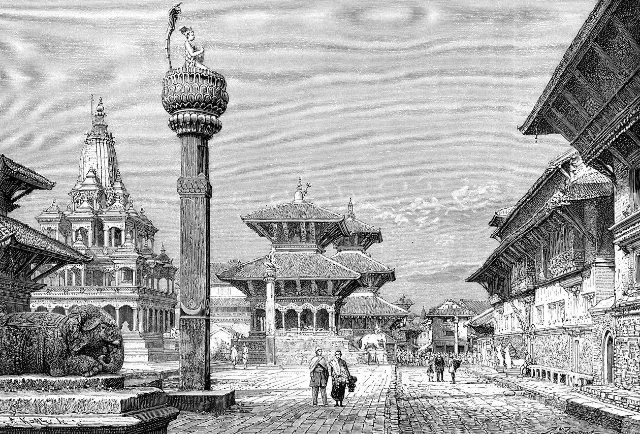 Templer i Patan, Nepal, 1895. av Armand Kohl