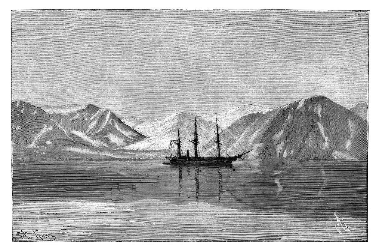 Vegaen for anker i Konyam Bay, Sibir, Russland, 1895. av Armand Kohl