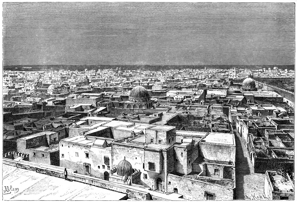 Utsikt over Kairwan, Tunisia, c1890 av Armand Kohl
