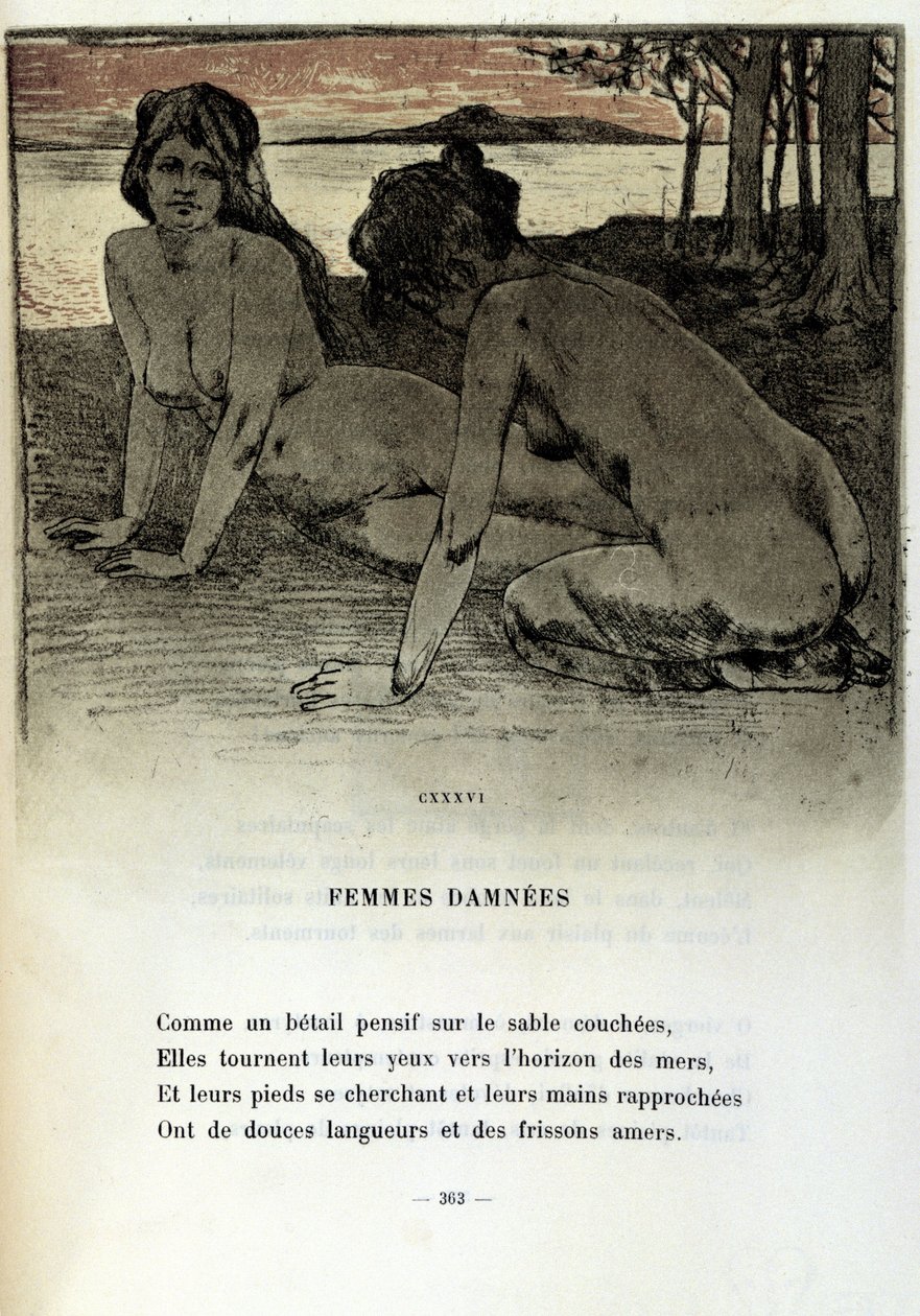 Illustrasjon av Armand Rassenfosse (1862 - 1934) til diktet "Fordømte kvinner"" i "Les fleurs du mal" av Charles Baudelaire (1821-1867) 1899 av Armand Rassenfosse