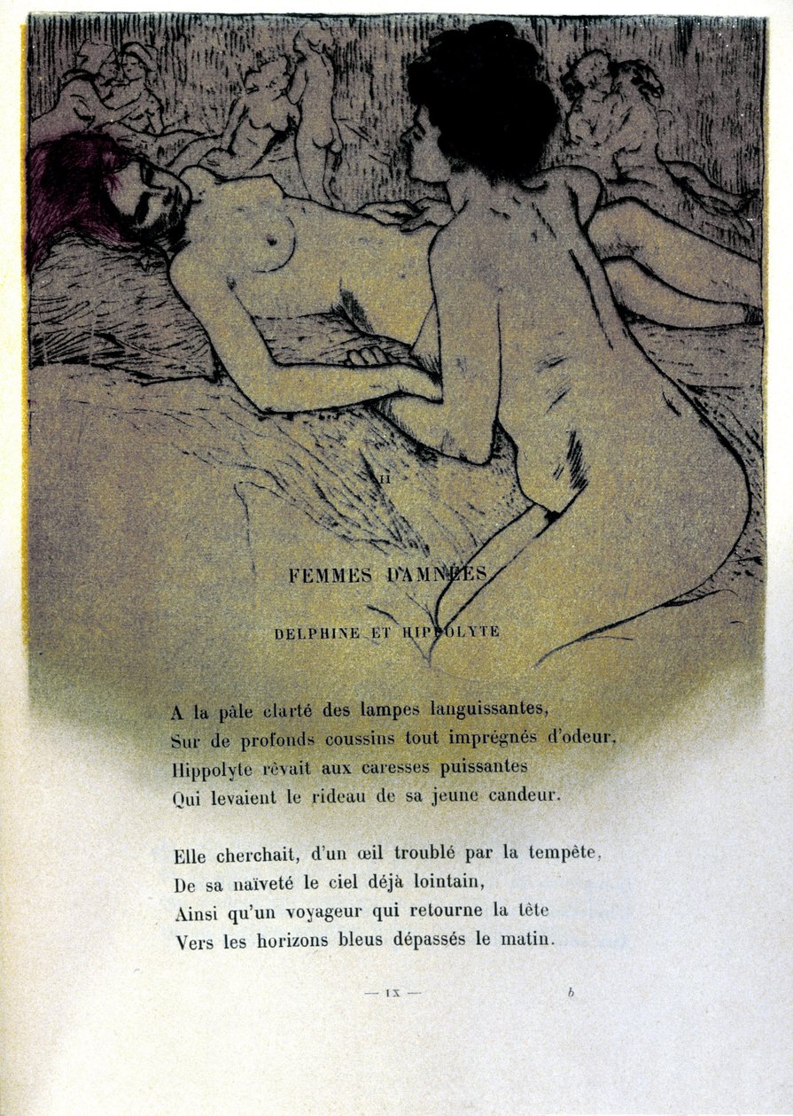 Illustrasjon av Armand Rassenfosse (1862 - 1934) til diktet "Fordømte kvinner"" i "Les fleurs du mal" av Charles Baudelaire (1821-1867) 1899 av Armand Rassenfosse
