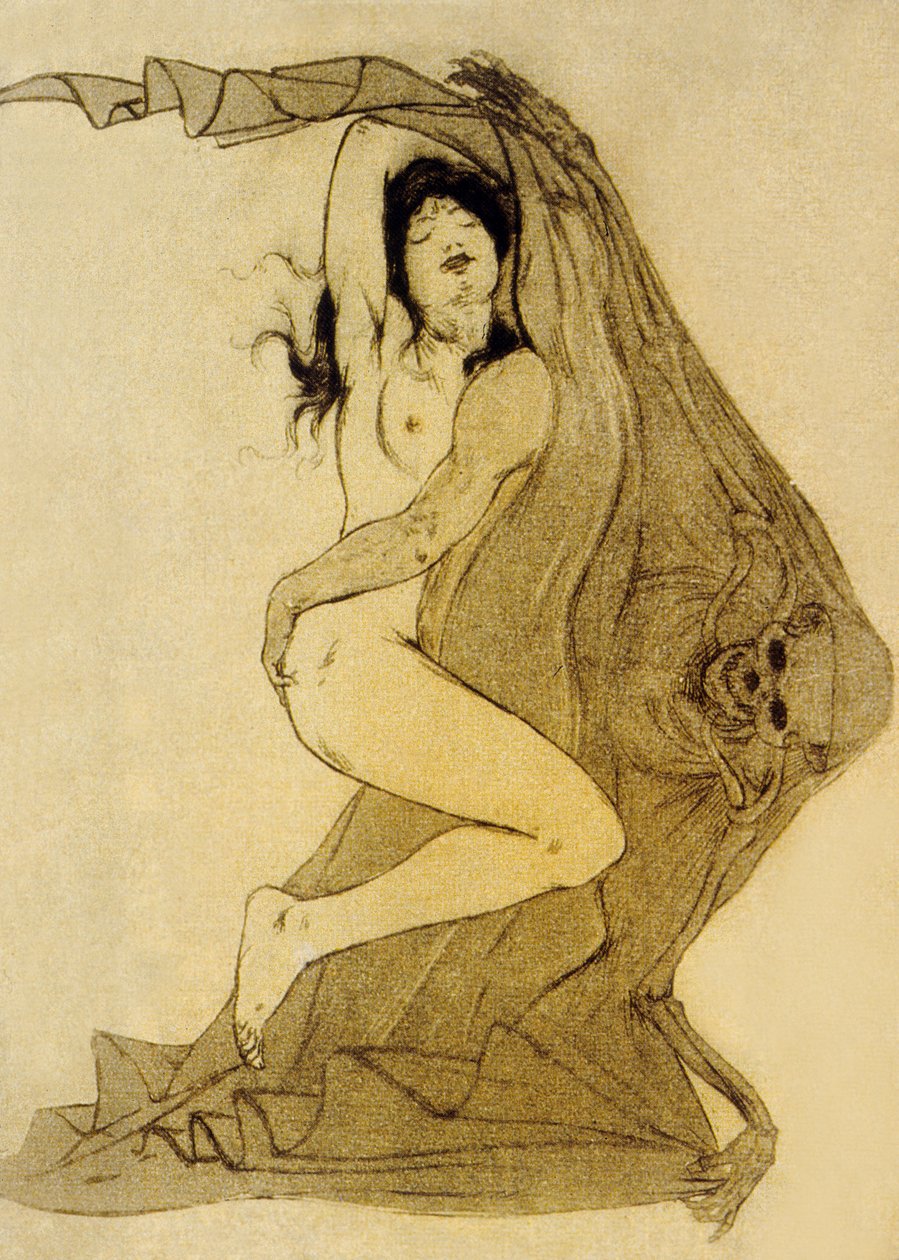 Illustrasjon fra Les Fleurs du Mal, dikt av Charles Baudelaire, 1899 av Armand Rassenfosse