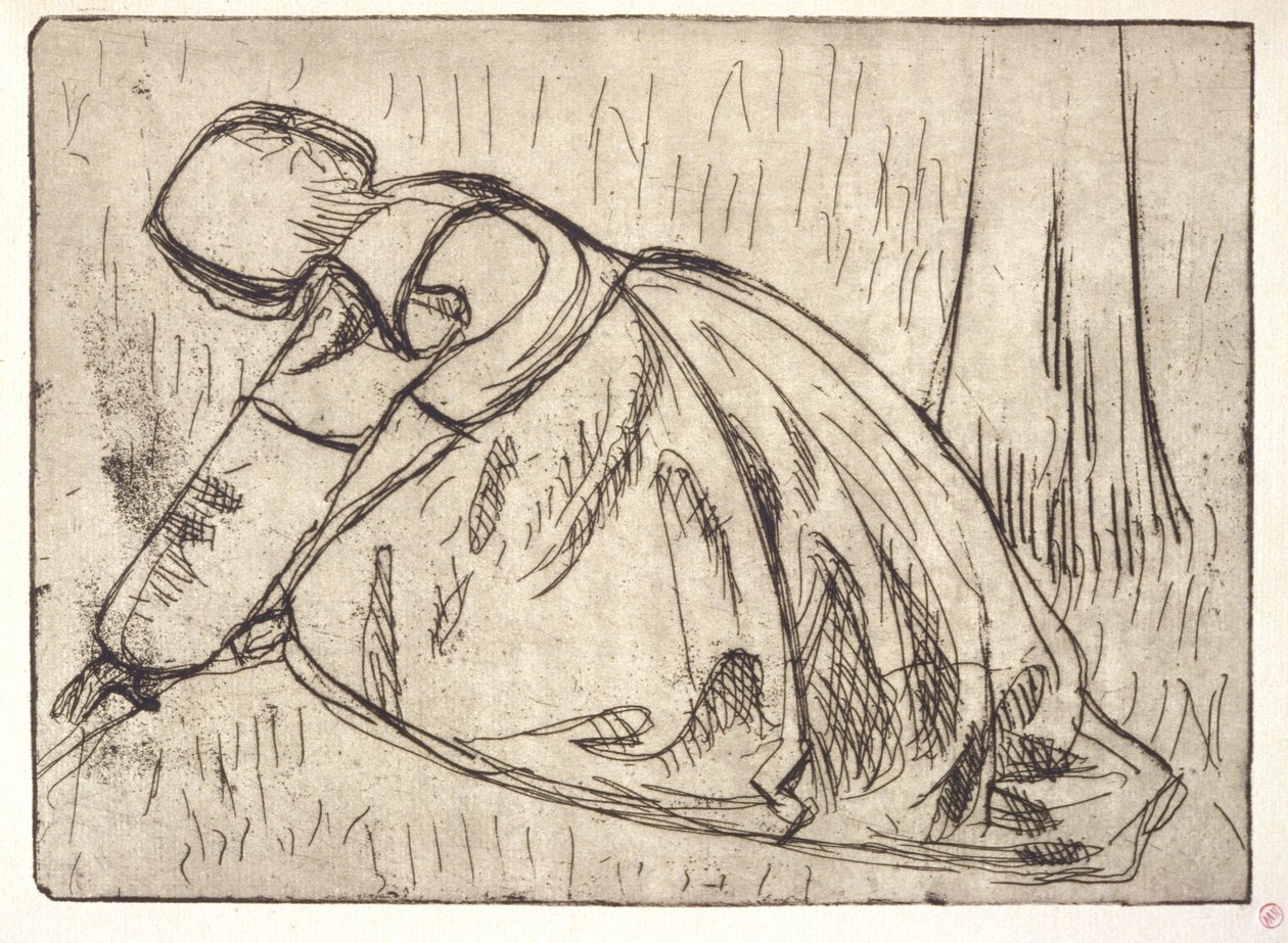La Glaneuse (The Gleaner) (etsing) av Armand Séguin