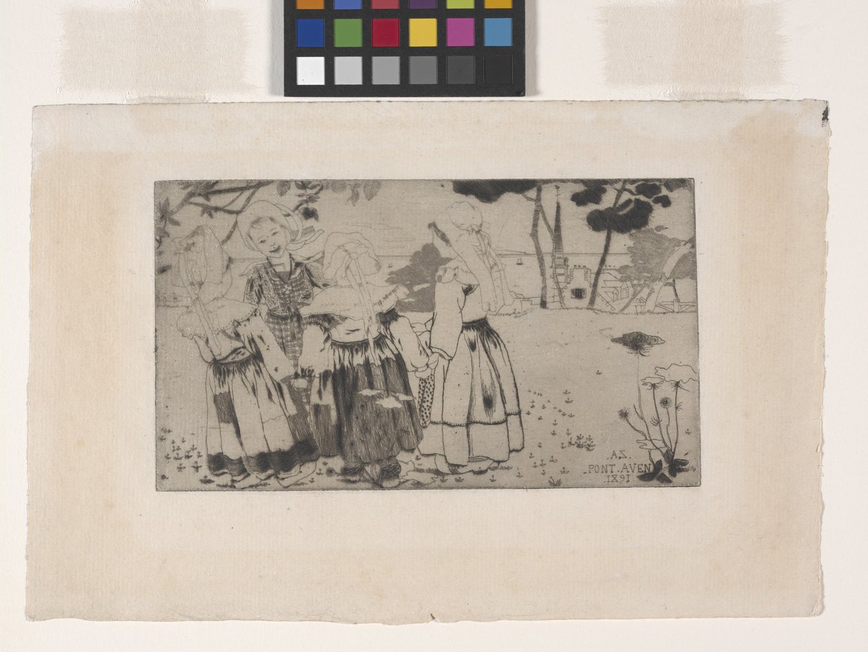 La Ronde De Pont-Aven (Dansen ved Pont-Aven) (etsing, akvatint og tørrnipp) av Armand Séguin