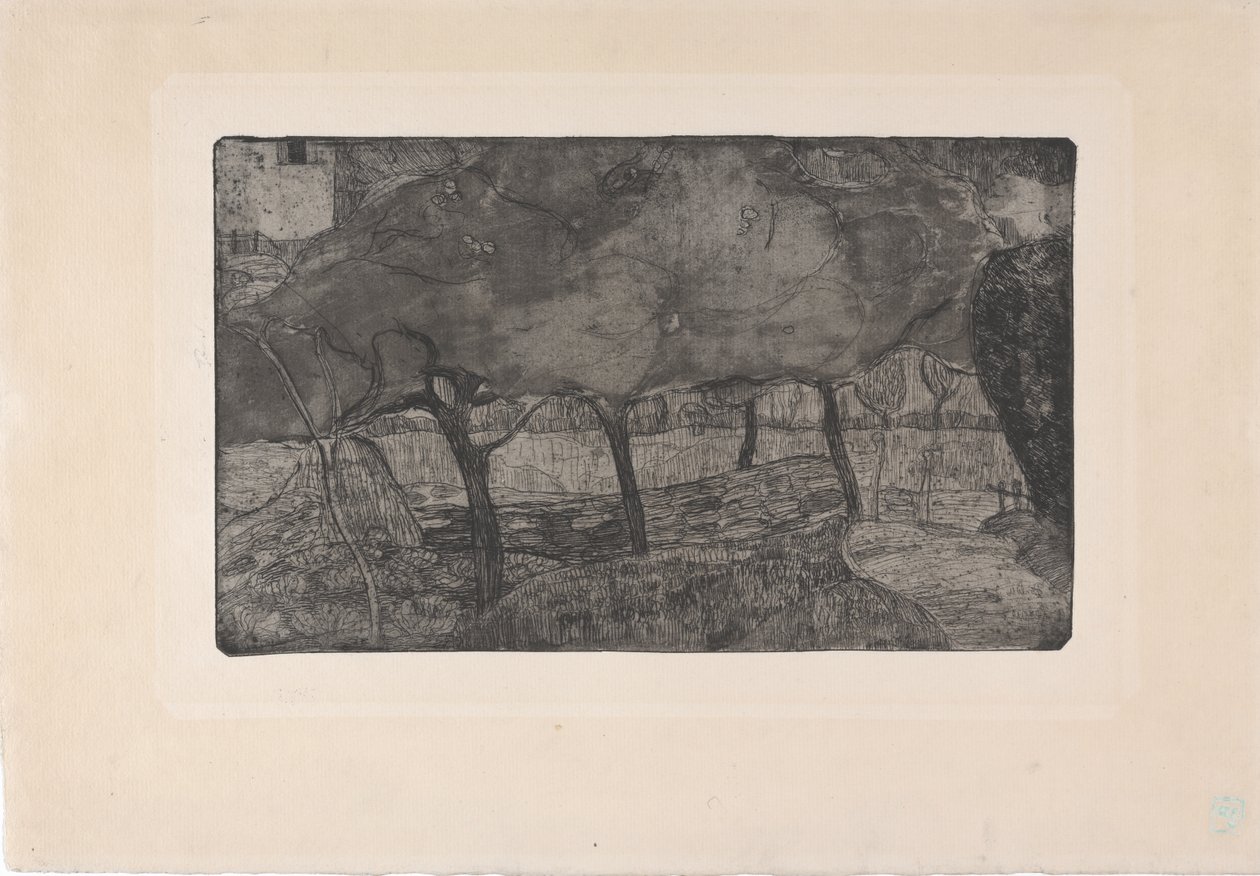 Les Pommiers (Epletrærne) 1893 (etsing, akvatint og tørrnipp) av Armand Séguin