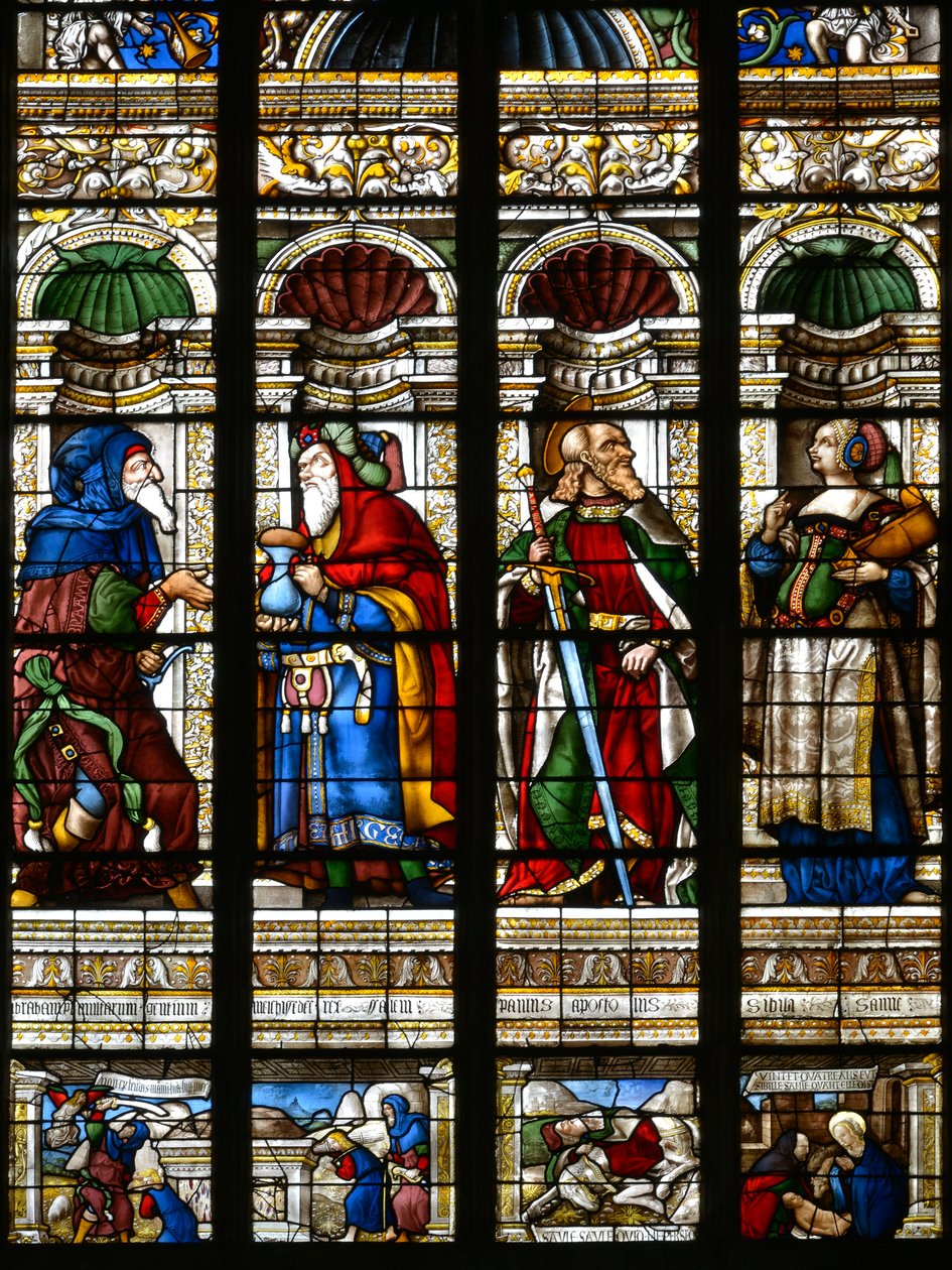 Abraham, Melchisedech, Saint Paul og Sibyll of Samos - Glassmalerier i kapellet til Saint James, Arnaud de Moles (1470-1520) fullført i 1513 - Cathedrale Sainte Marie d