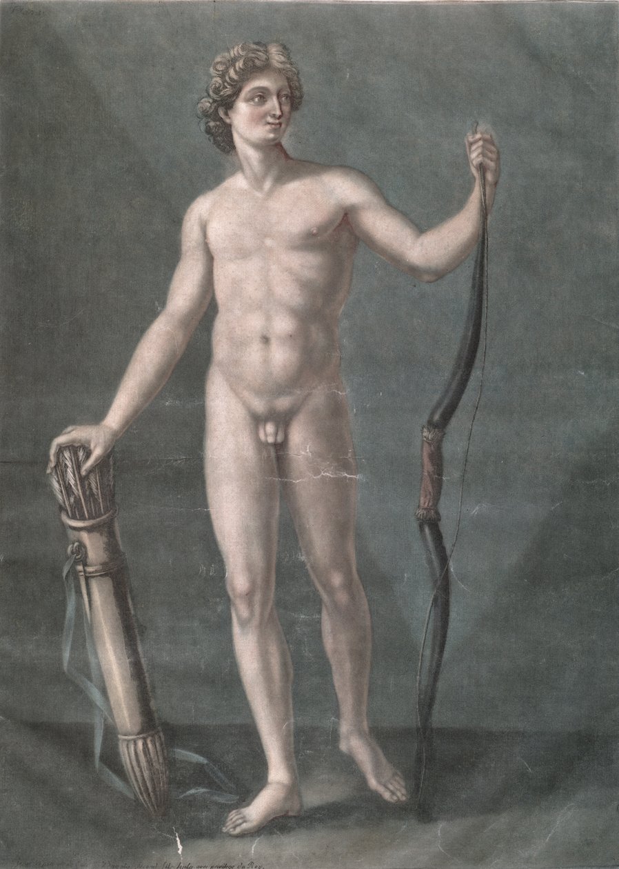 Apollo, den ideelle anatomien (mezzotint) av Arnauld Eloi Gautier D